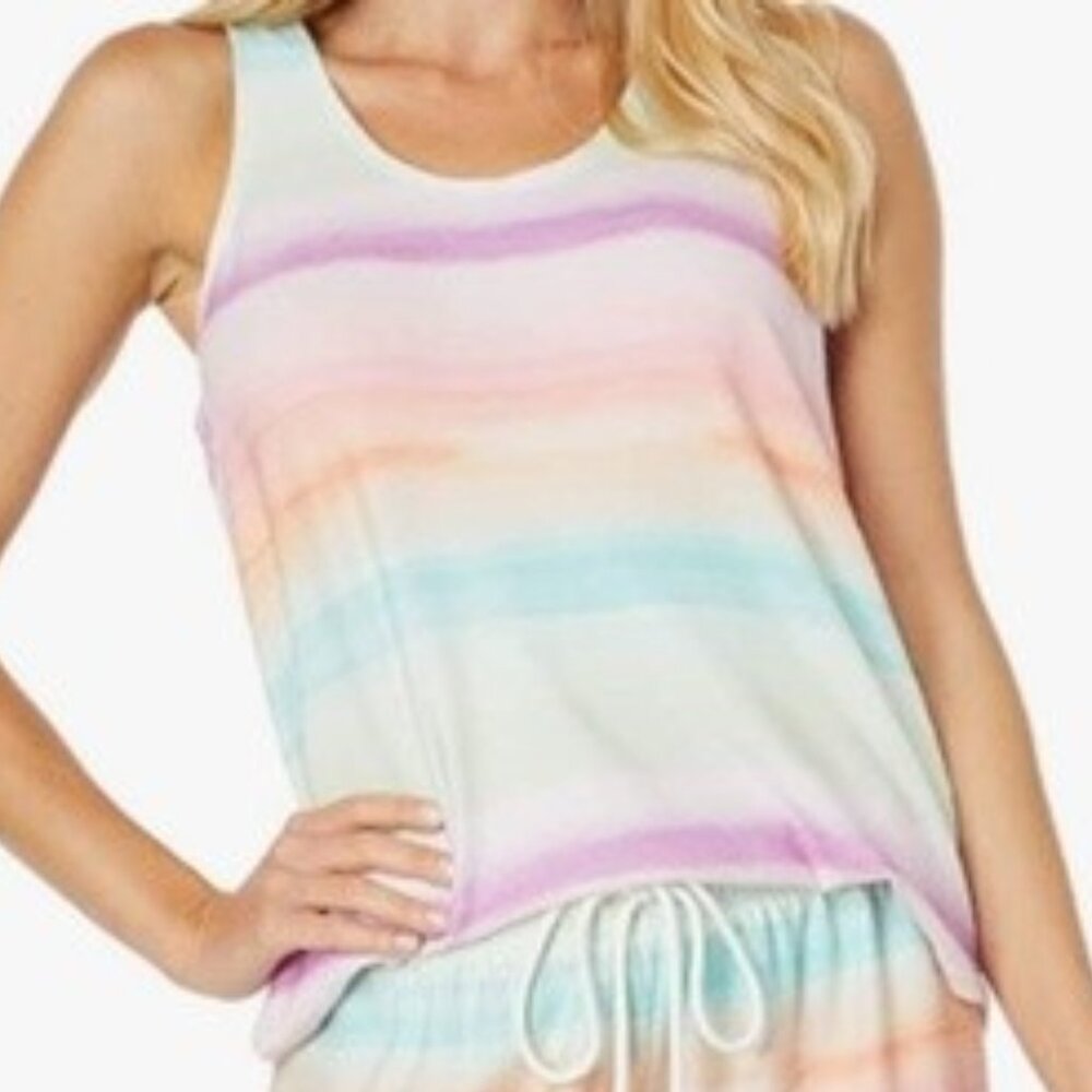 PJ Salvage Stardust Stripe Pajama Tank Top Peachy Lounge Sleep Size Small NEW
